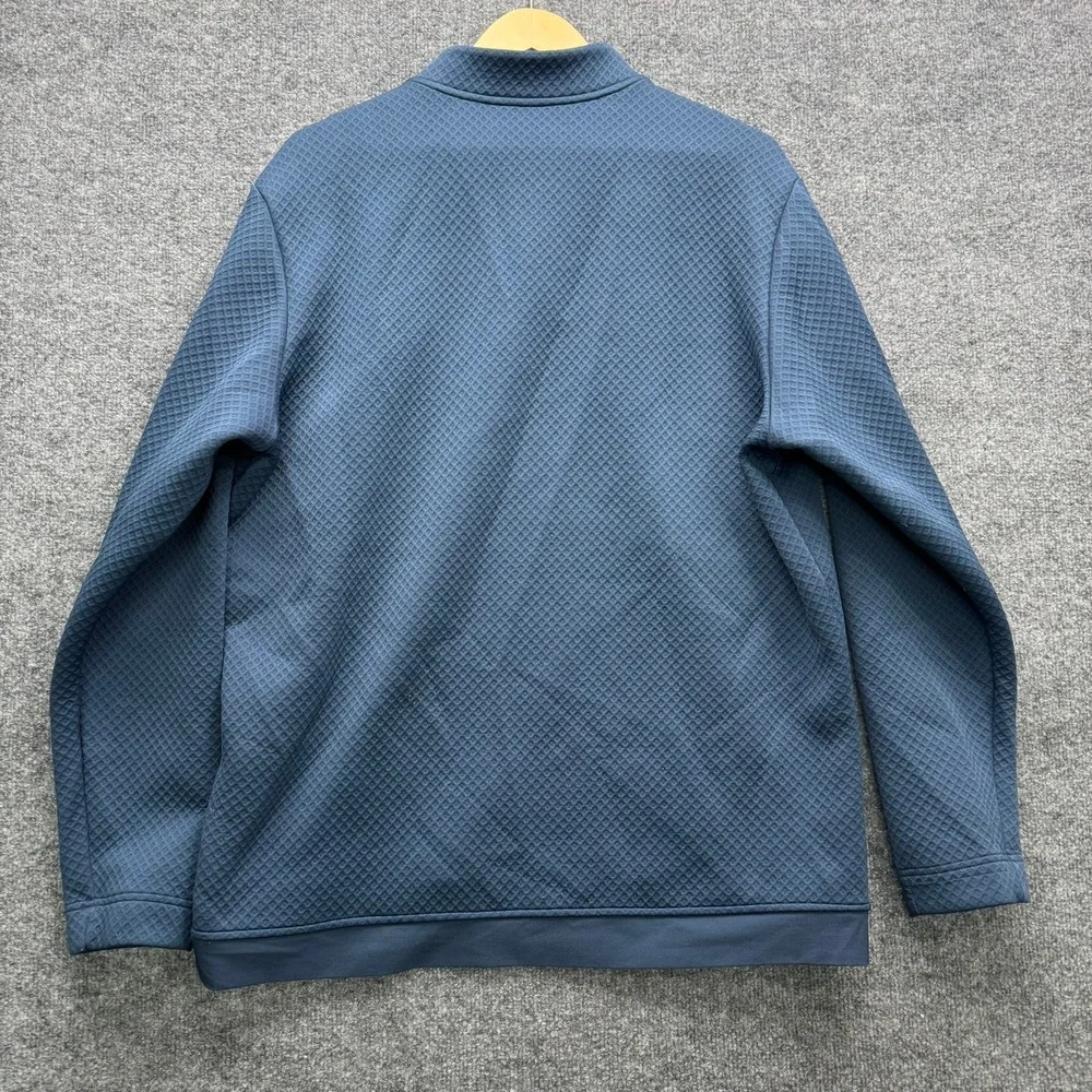 Adidas Sweatshirt Men's XL Blue Quilted Quarter Zip Pullover Long Sleeve
